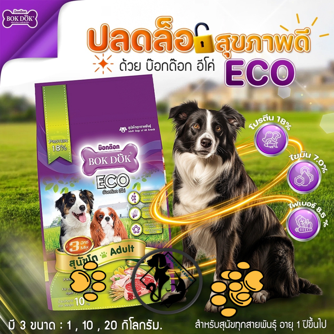 อาหารเม็ดสุนัข FT19 BOK DOK Eco 3มิกซ์ มี3สี รวมรส ขนาด 10kg