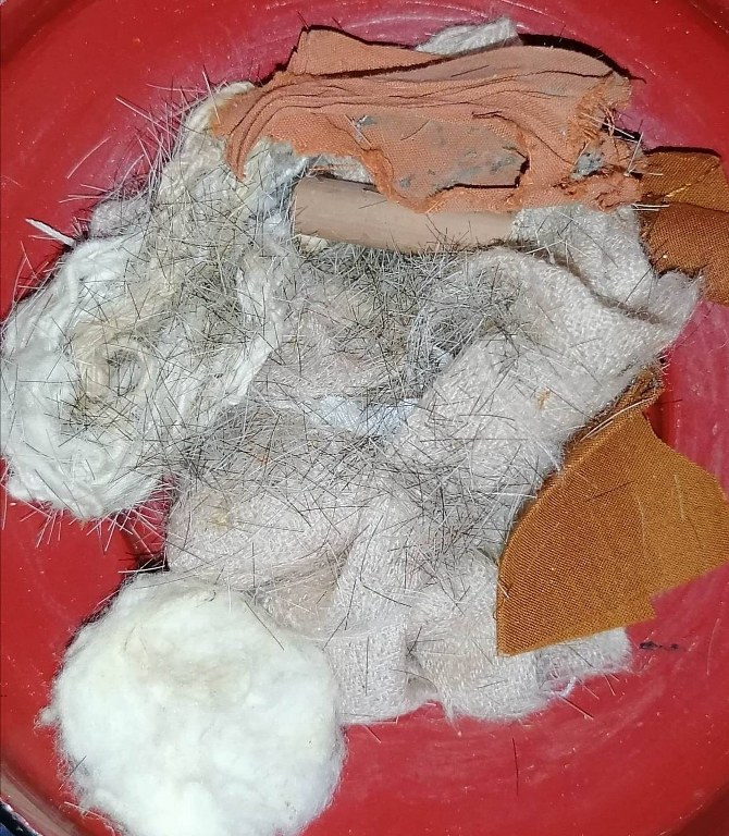 พระเกศา เศษจีวร เศษสำลี ชุดนี้ ได้มาตั้งแต่เมื่อครั้งหลวงปู่ยังอยู่ ผ้าจีวร ได้มาหลายวาระ ทั้งตั้งแต่หลวงปู่ท่านยังอยู่ และทั้งภายหลังที่หลวงปู่ท่านละสังขารแล้ว ซึ่งเป็นผ้าครองสรีระทิพย์ของท่าน สำลีได้มาจากสำลีที่เช็ดทำความสะอาดสรีระทิพย์ของท่าน