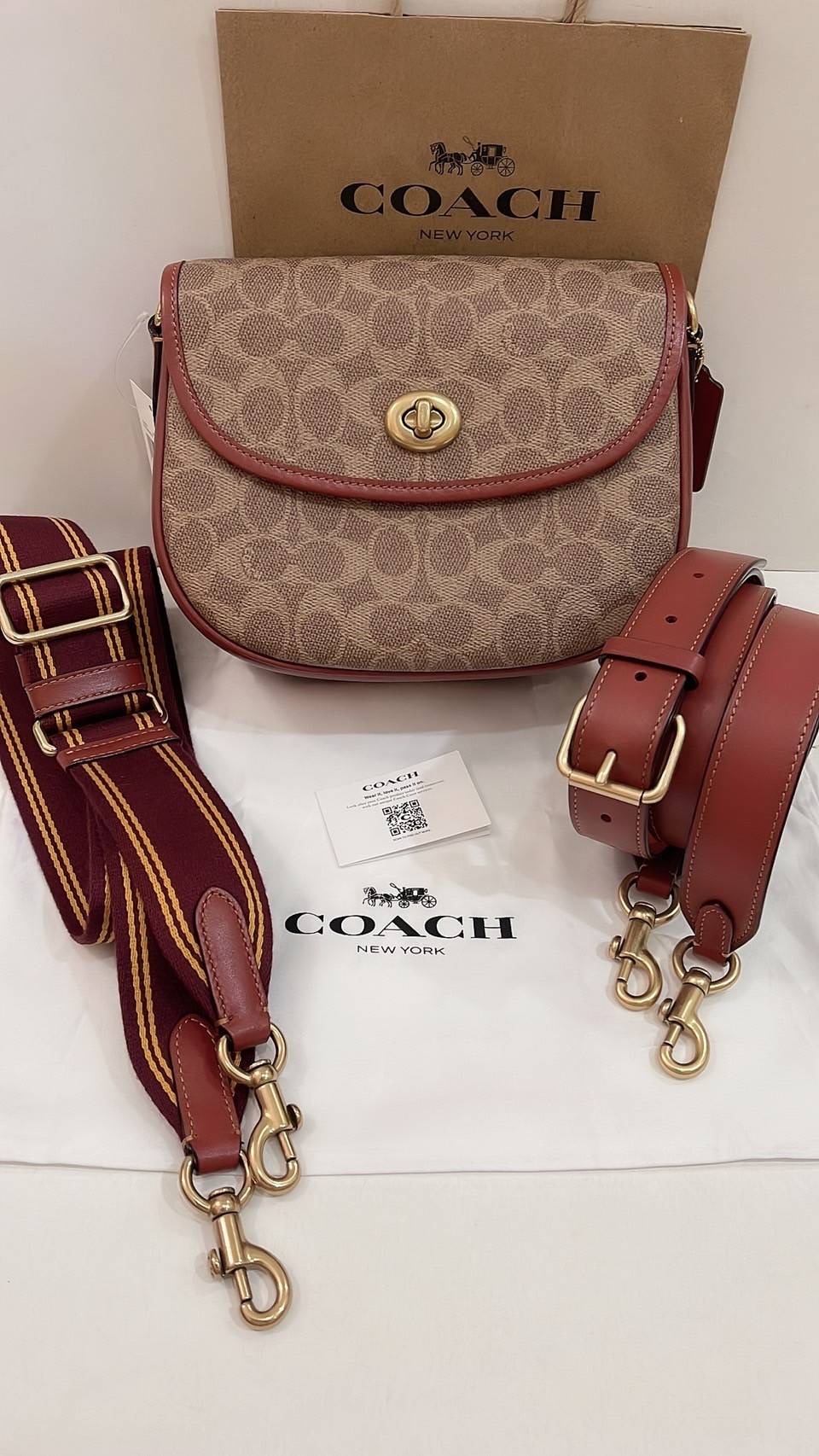 New coach Willow Saddle Bag In Signature Canvas