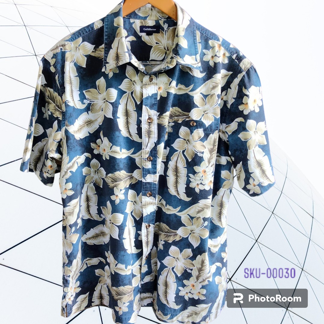 เสื้อฮาวายมือสอง ป้าย Croft & Barrow ลายดอกไม้ ใบไม้ ผ้า 100% Cotton ไหล่ 20 อก 25 ยาว 30 ราคา 250 บาท ค่าจัดส่งเหมา ๆ 30 บาท (สั่งกี่ตัวก็ได้)
