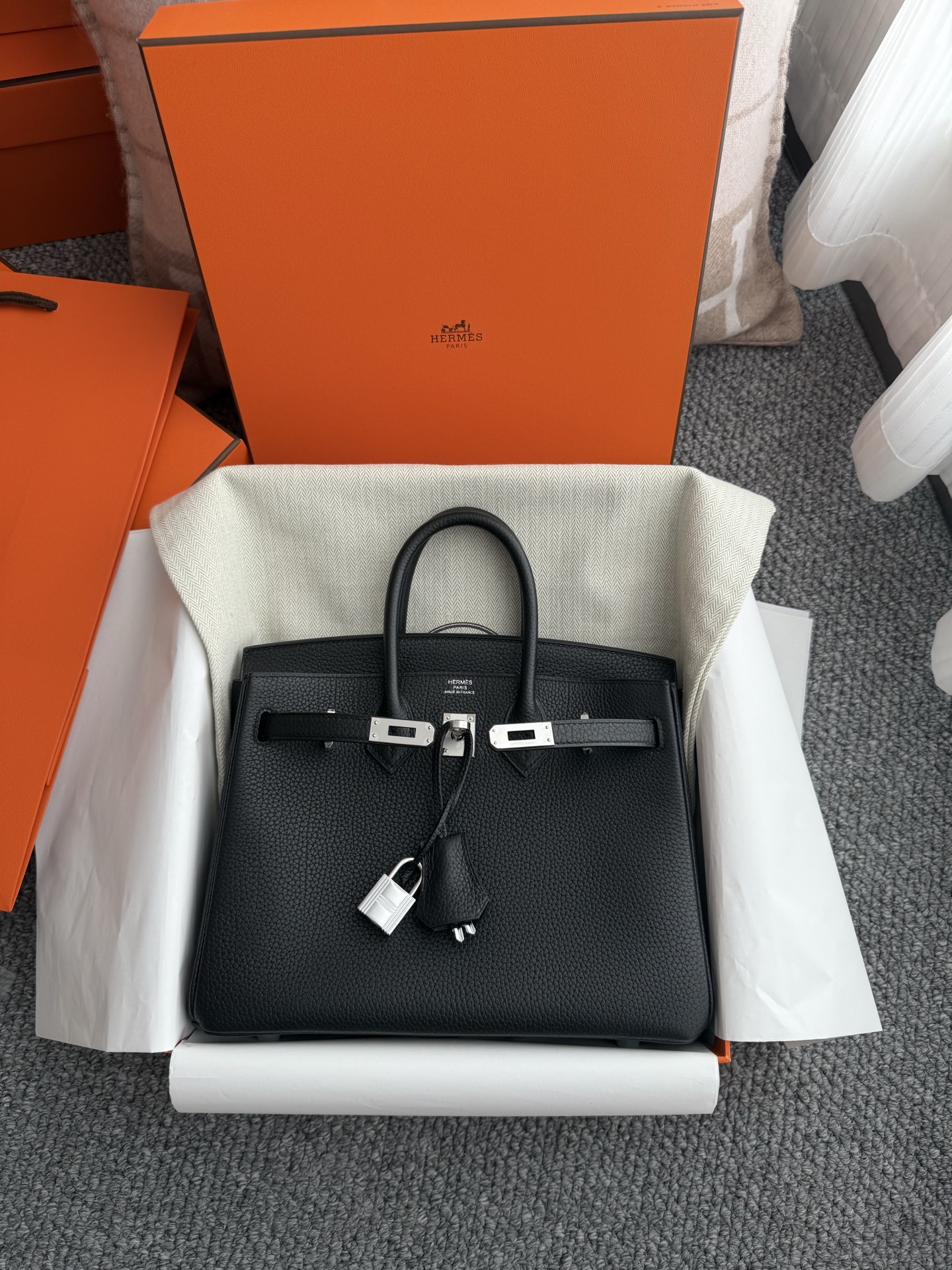 [สินค้าพร้อมส่ง] Hermes Birkin 25 Togo Black noir Palladium Hardware Original Leather งาน full handmade 100% คุณภาพ VIP เกรดดีที่สุด