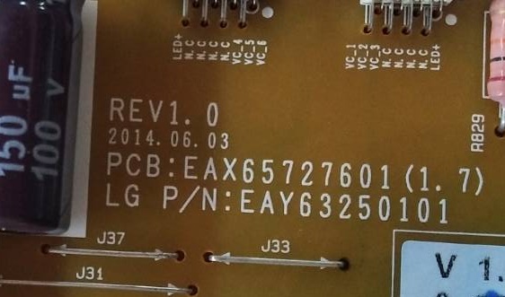 ซับพลายทีวี แอลจี LG อะไหล่มือสองถอดจากเครื่องพร้อมใช้งาน ใช้กับรุ่น 42UB820T พาร์ท EAY63250101 EAX65727601