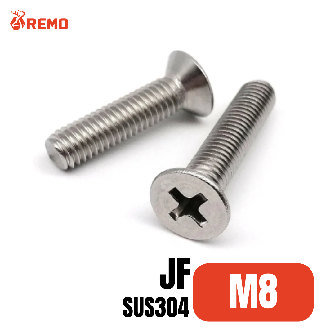 สกรูมิลหัวเตเปอร์สแตนเลส (JF) M8-1.25F(15mm - 50mm)