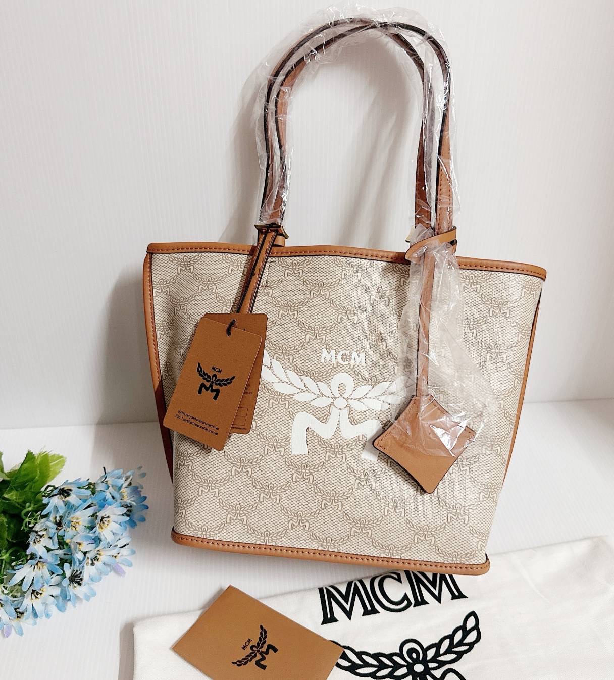 โปร New Mcm Mini Himmel Shopper ใบลูกถอดได้ Sz.13.0 x 22.0 x 21.5 ซม. อุปกรณ์.ถุงผ้า/การ์ด