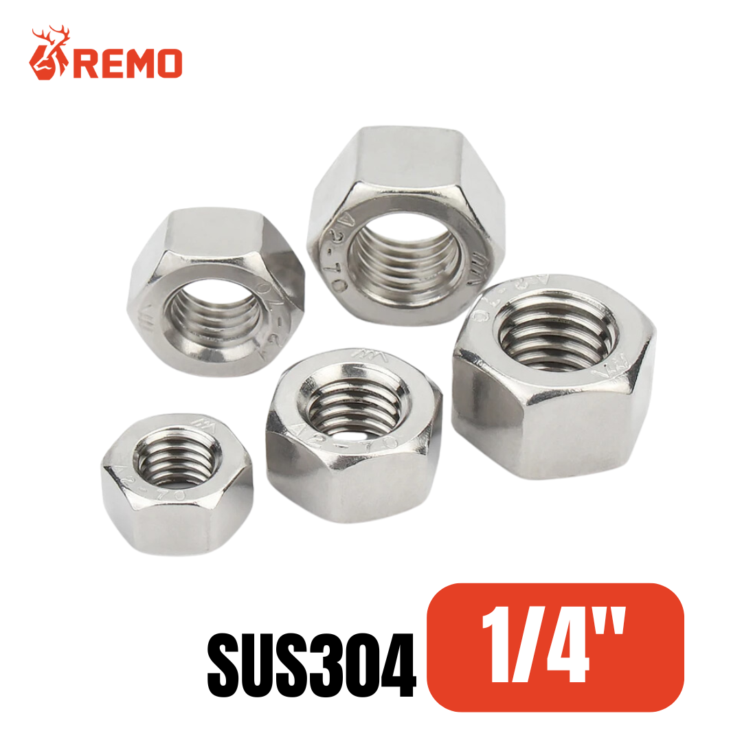 หัวน๊อตสแตนเลส 1/4"-20BSW (20 ตัว)