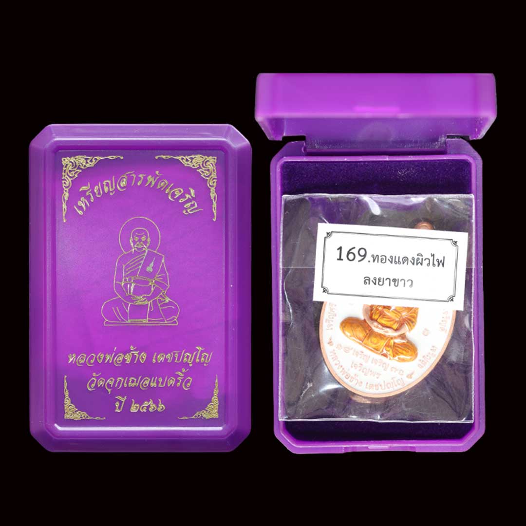 เหรียญสารพัดเจริญ หลวงพ่อช้าง วัดจุกเฌอ ปี66 เนื้อทองแดงลงยาขาว เลข253