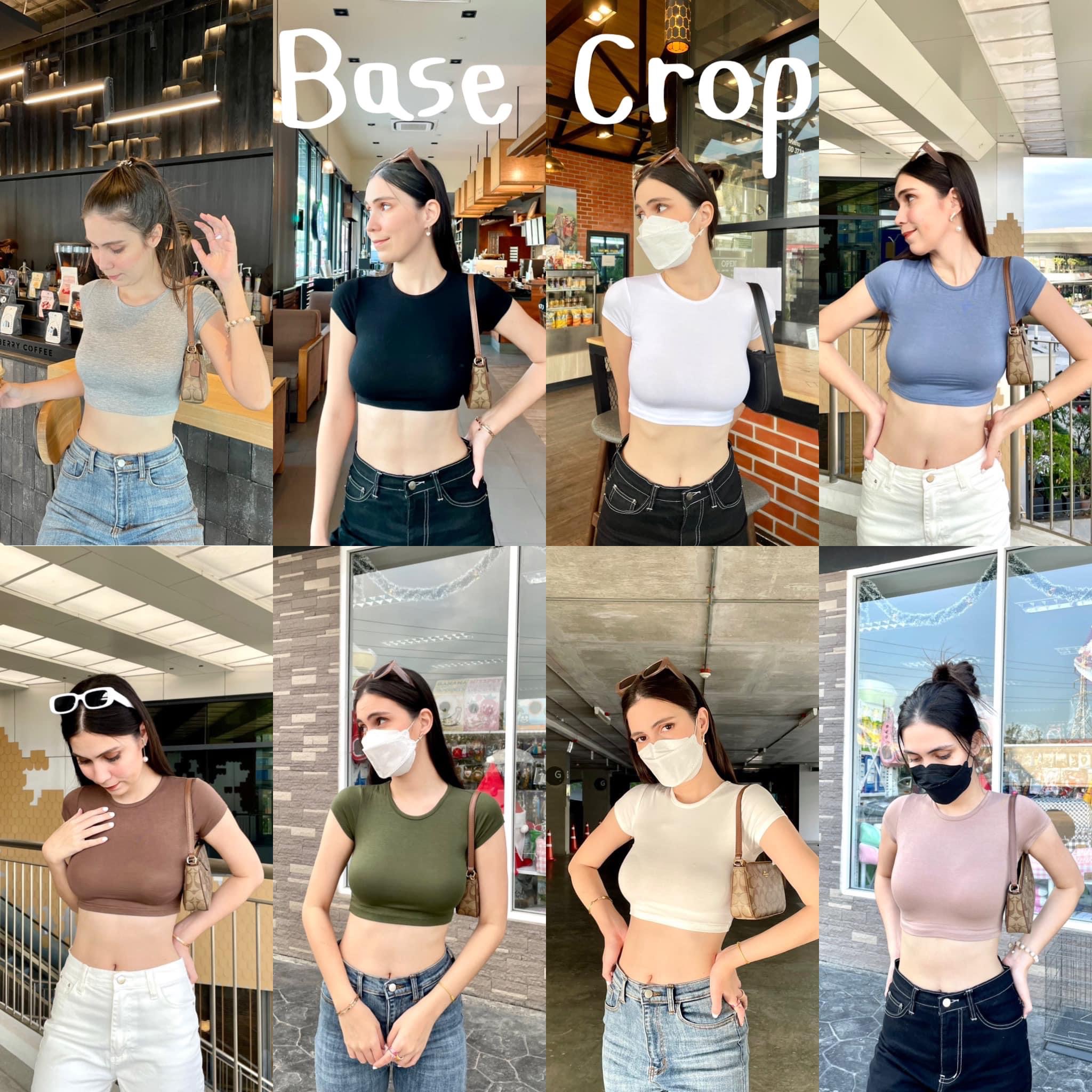 🤍Base Crop🤍 เสื้อครอปเรยอนครึ่งตัว แบบผ้าชั้นเดียว สวยกรุบใส่ง่าย