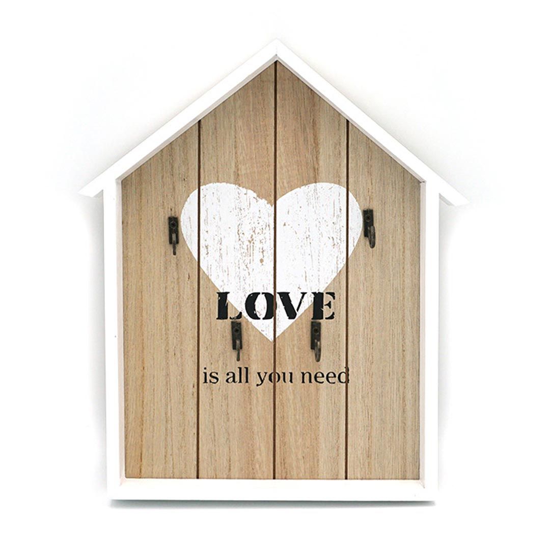 Key hanger ที่แขวนกุญแจ ทรงบ้าน 4 ตะขอ 25x30x4 cm สีครีม