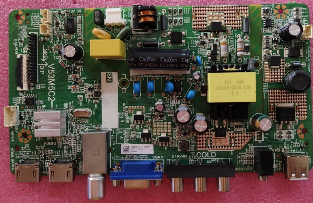 Main Board ACONATIC (เมนบอร์ด อะโคเนติค)อะไหล่แท้/มือสองพร้อมใช้งาน ใช้กับรุ่น 32HA503AN พาร์ทV53M5C2 ทีบาร์ST3151A07-2