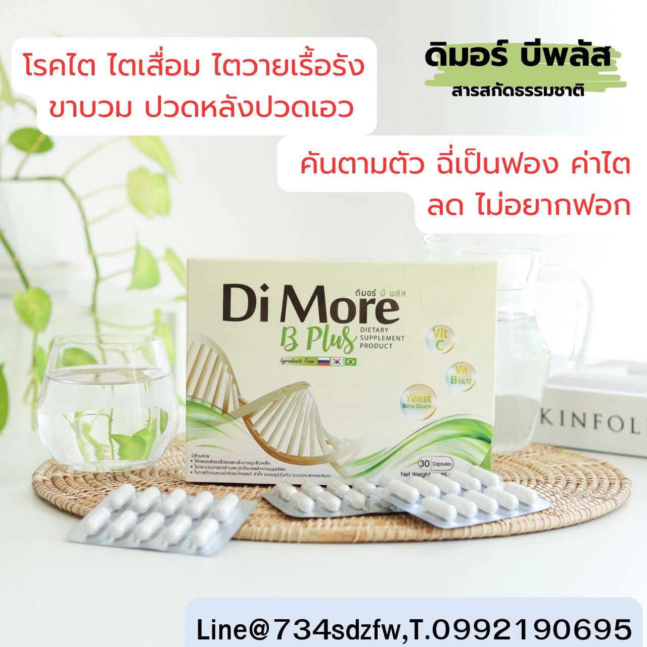 เซตเริ่มต้น ดิมอร์ บีพลัส Di More ฺB Plus ฟื้นฟูตับ ปอด ไต ลดการติดเชื้อ มะเร็ง ลดผลข้างเคียงจากเคมีบำบัด คีโม เสริมภูมิคุ้มกัน ช่วยขับล้างของเสีย เหนื่อยเพลีย เพิ่มการอยากอาหาร