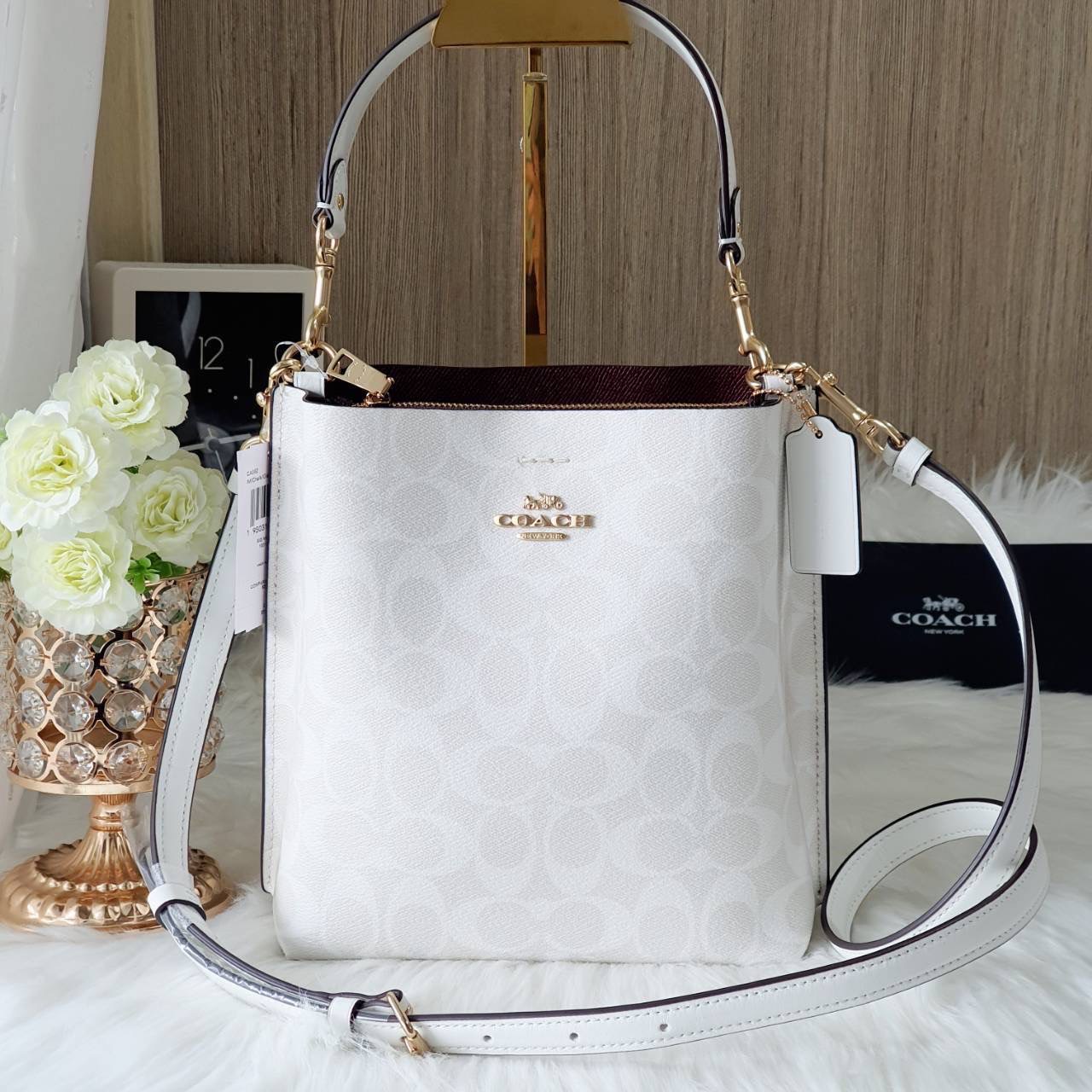 New COACH Mollie Bucket Bag 22 In Signature Canvas