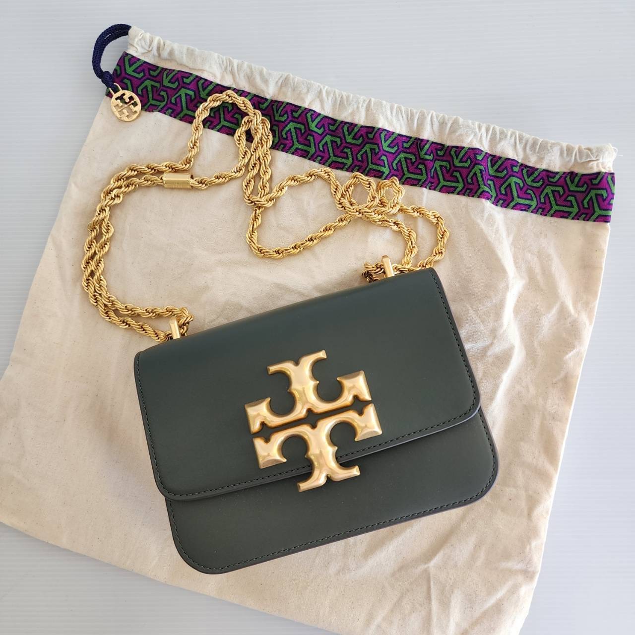 New TORY BURCH ELEANOR SMALL BAG Dark Ivy