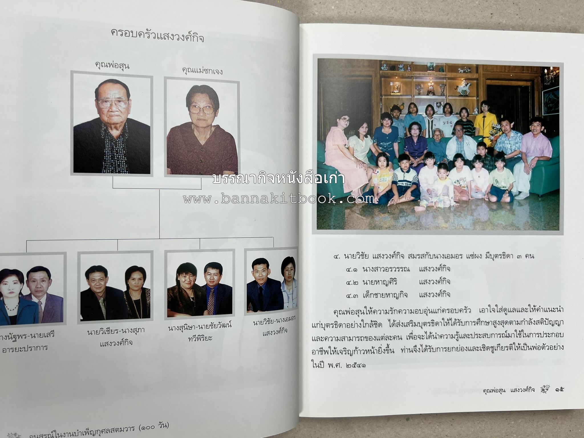 อาหารการกิน (ตำรับอาหาร) หนังสืออนุสรณ์นายสุน แสงวงศ์กิจ ผู้ก่อตั้งกลุ่มบริษัท ส.กิจชัย กรุ๊ป ผู้ผลิตและส่งออกเฟอร์นิเจอร์ไม้ยางพารา.