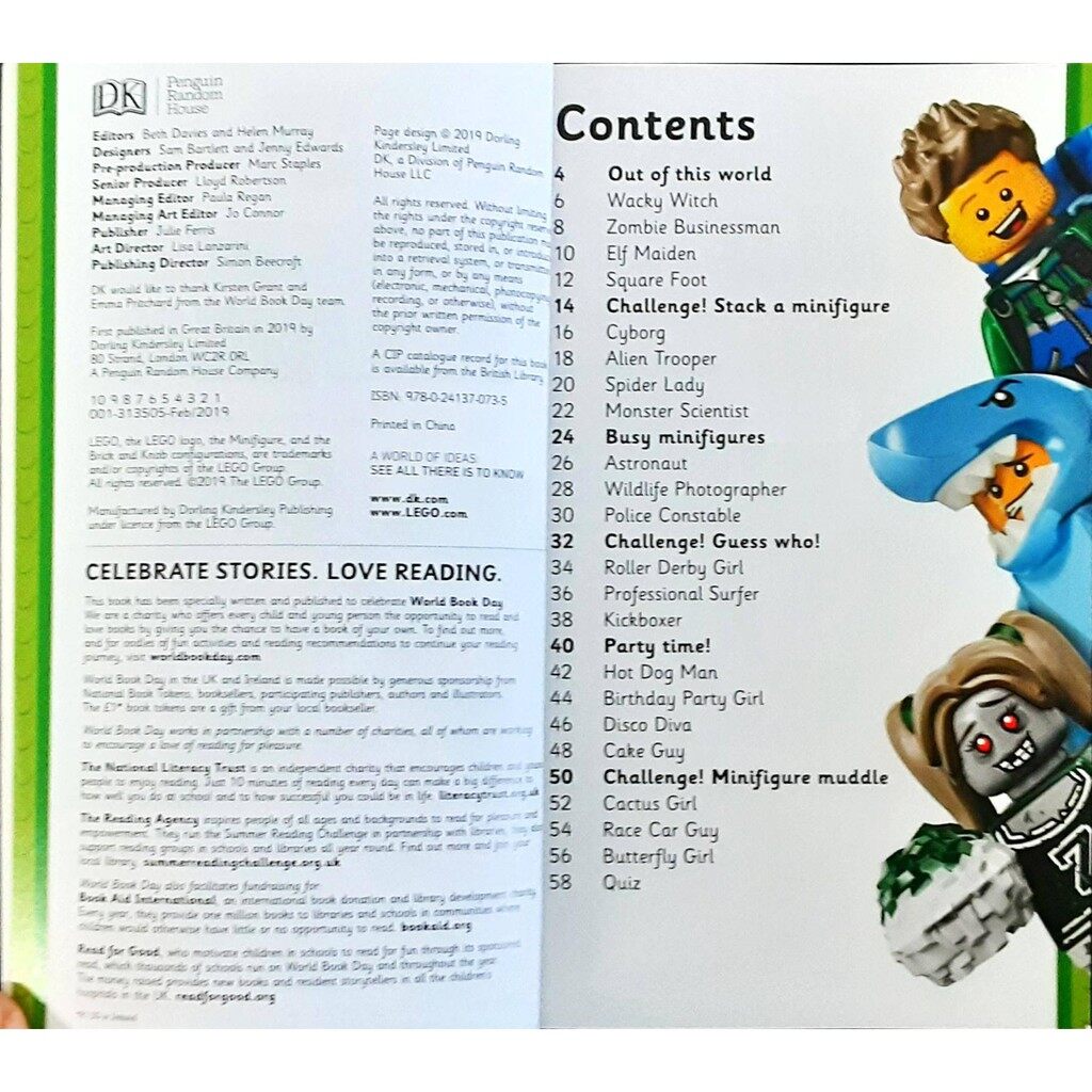 วรรณกรรมเยาวชน WORLD BOOK DAY BOOK:LEGO MINIFIGURE MAYHEM FACTS,JOKES,CHALLENGES AND MORE! (สภาพดี 70-80% .)