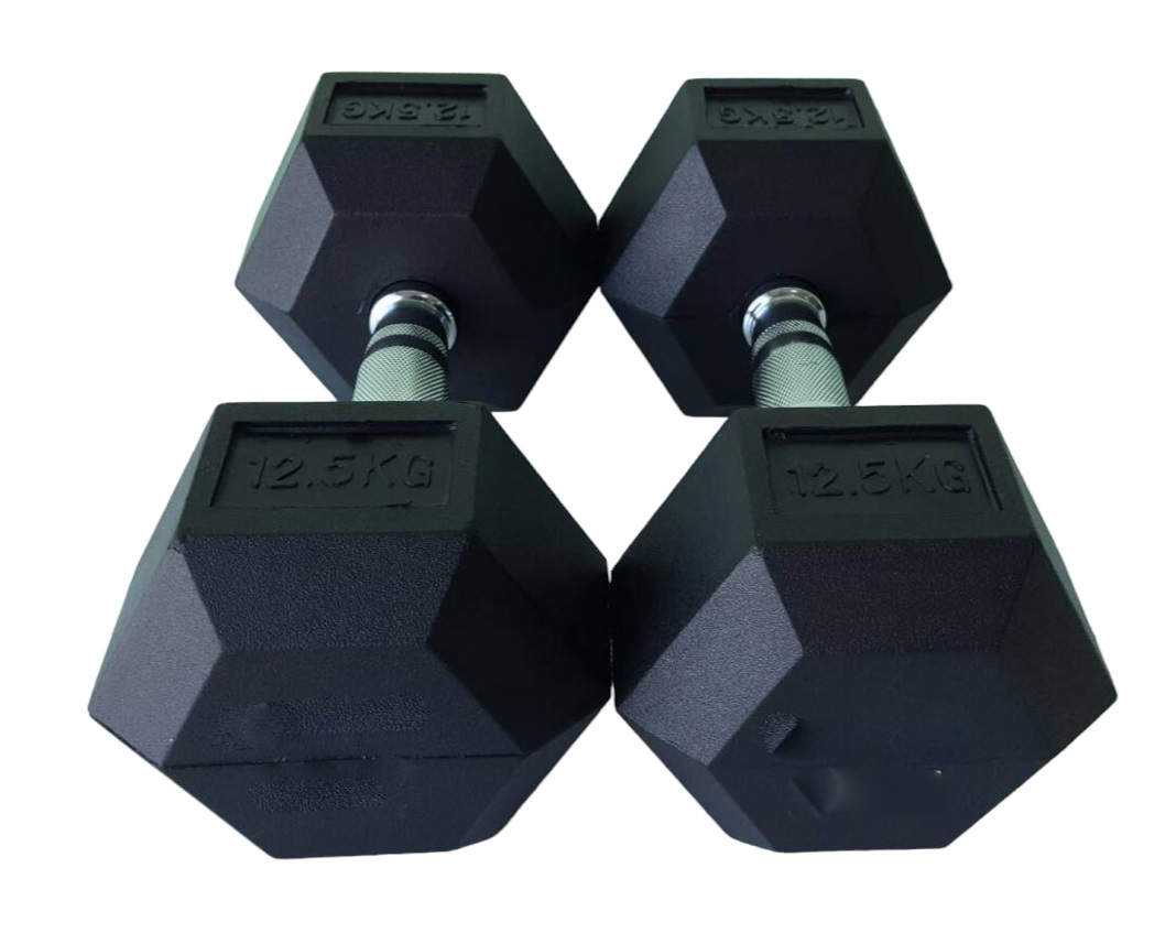 Dumbbell Hex ดัมเบล ทรง 6 เหลี่ยม ดัมเบลเหล็กหุ้มยาง 12.5 KG. (1 คู่)
