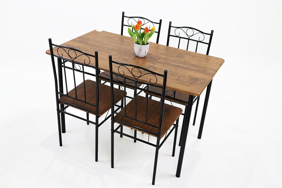 Dining Table ชุดโต๊ะอาหาร โต๊ะอาหาร โต๊ะอเนกประสงค์ 4 ที่นั่ง ลายไม้เชอร์รี่ ไม้MDF