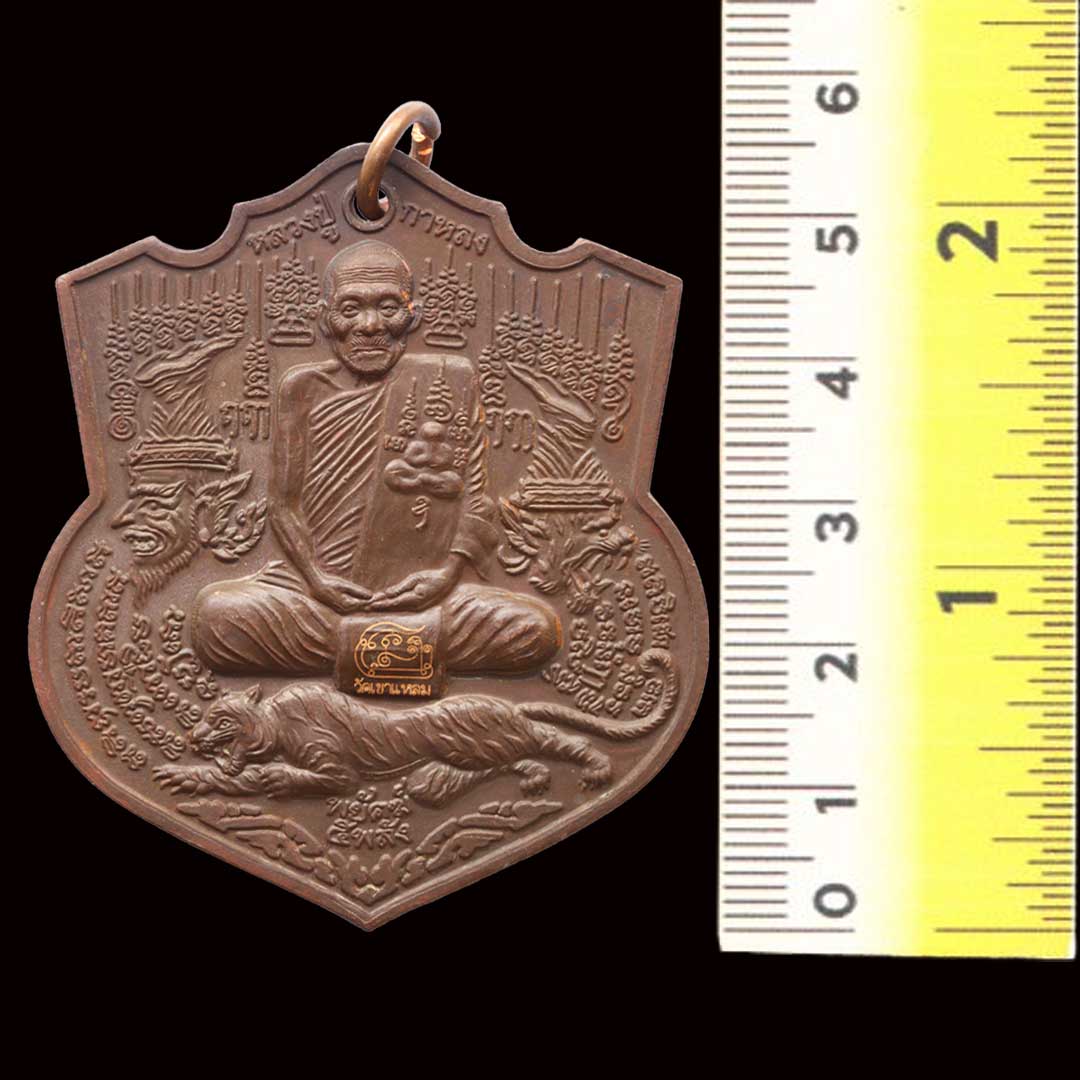 เหรียญพยัคฆ์ 5 พลัง หลวงปู่กาหลง เขี้ยวแก้ว ปี 2551 เนื้อทองแดง หมายเลข 4295