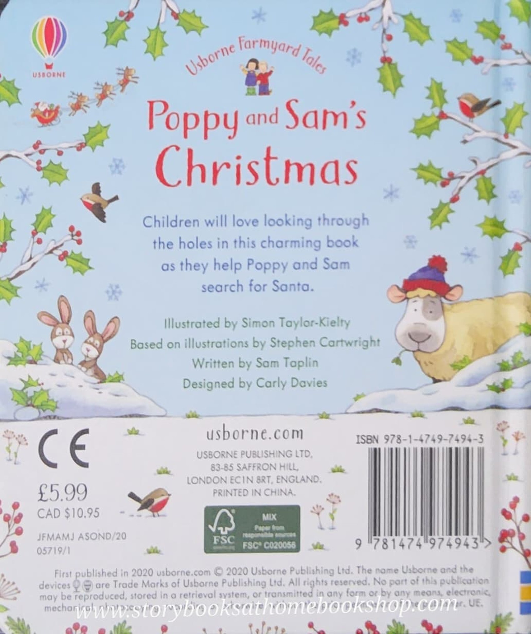 FLAP BOARD BOOK ** 🍅🍓USBORNE FARMYARD TALES:POPPY AND SAM'S CHRISTMAS