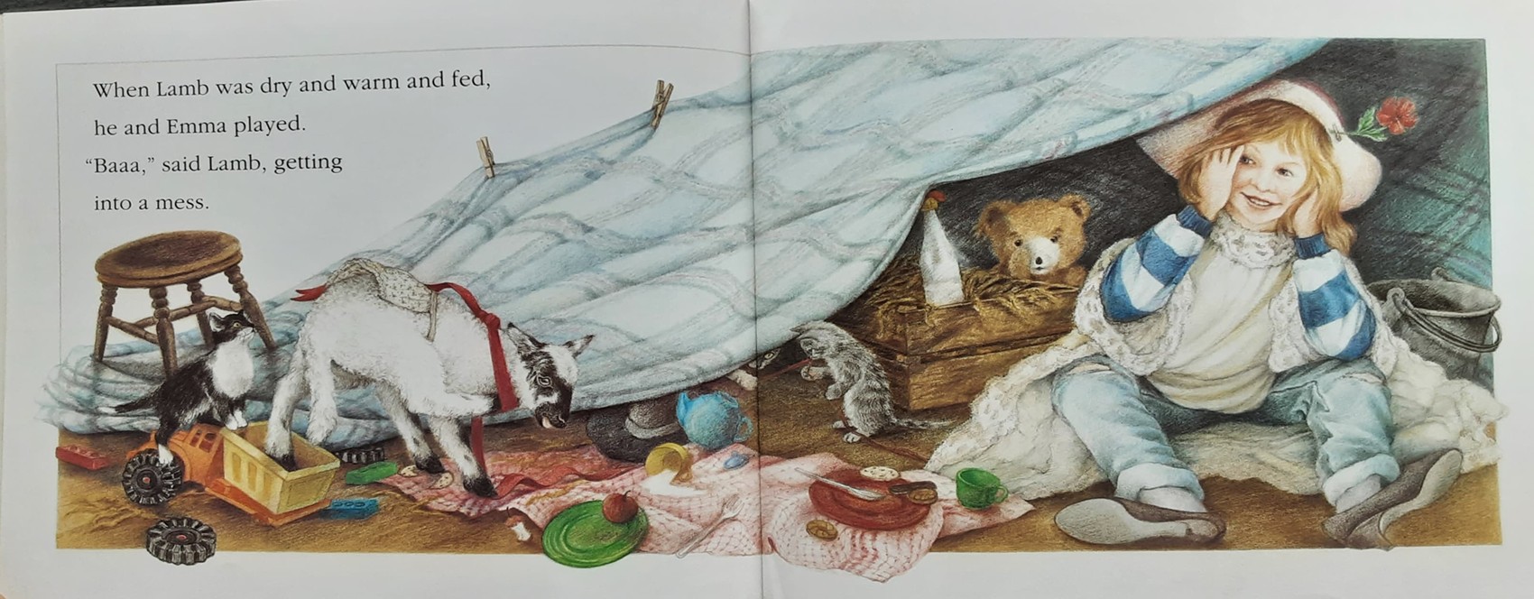 หนังสือนิทานเด็ก ปกอ่อน ภาษาอังกฤษ 🍅🍓EMMA'S LAMB BY KIM LEWIS/Used สภาพ 80-90%