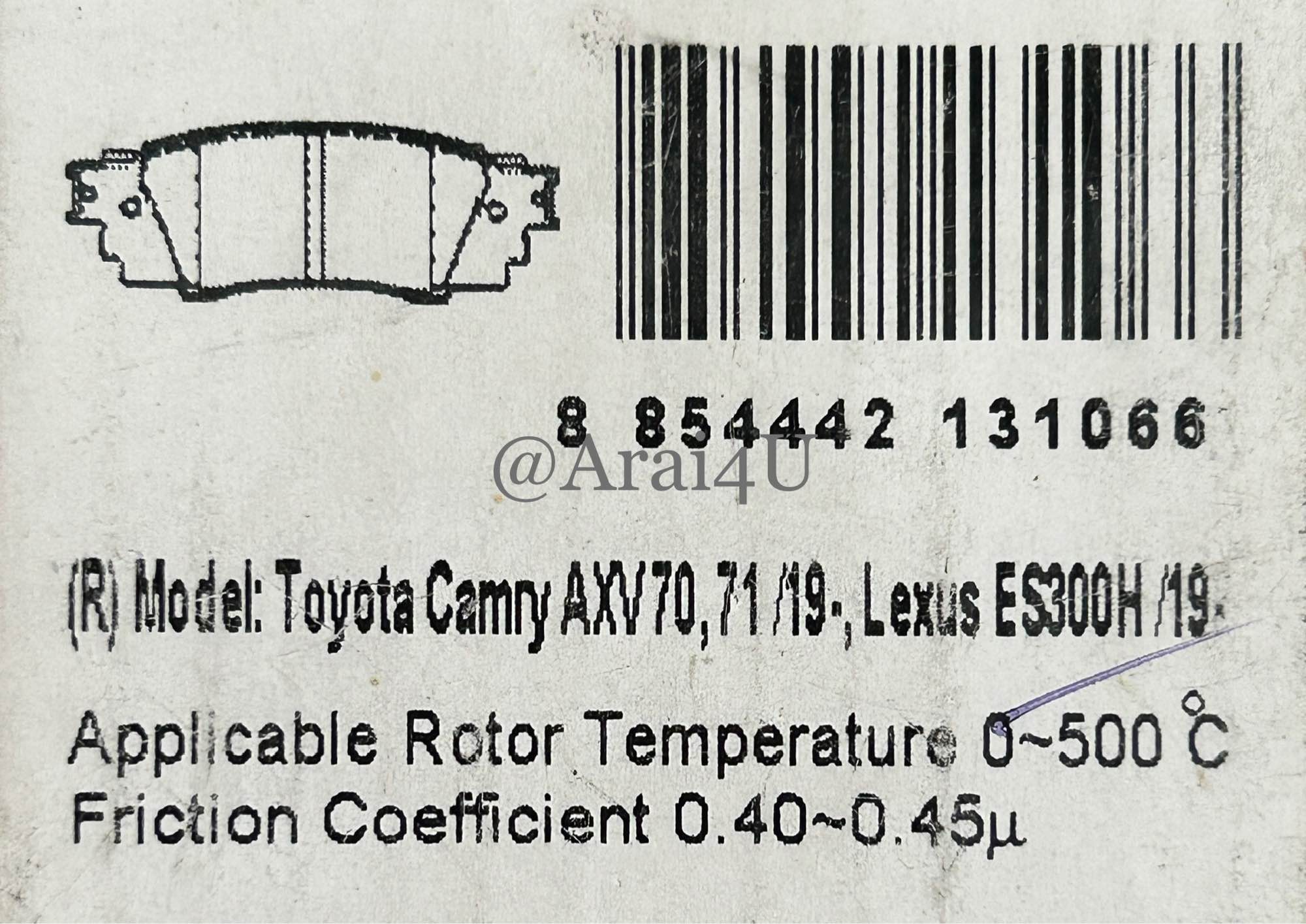 ผ้าเบรคหลัง TOYOTA CAMRY AXV70,71,LEXUS ES300