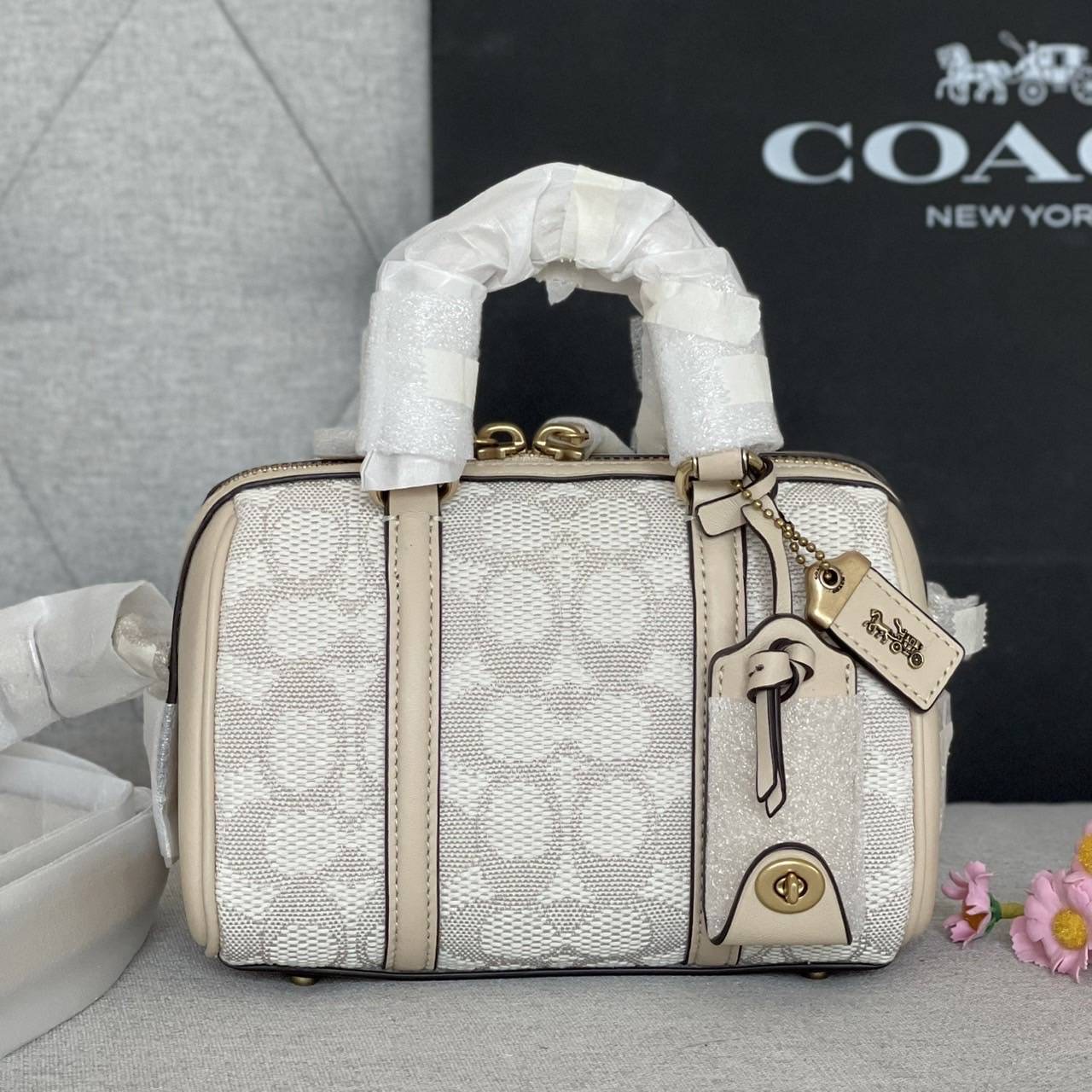 New Coach Ruby Satchel 18 In Signature Textile Jacquard