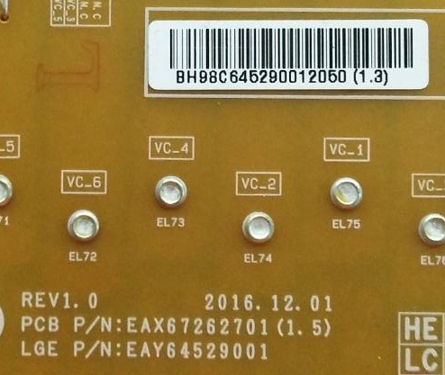 ซัพพลายทีวีแอลจี LG ของแท้มือสองถอดจากเครื่อง รุ่น 65SJ800T 65UV761H พาร์ท EAY64529001 EAX67262701