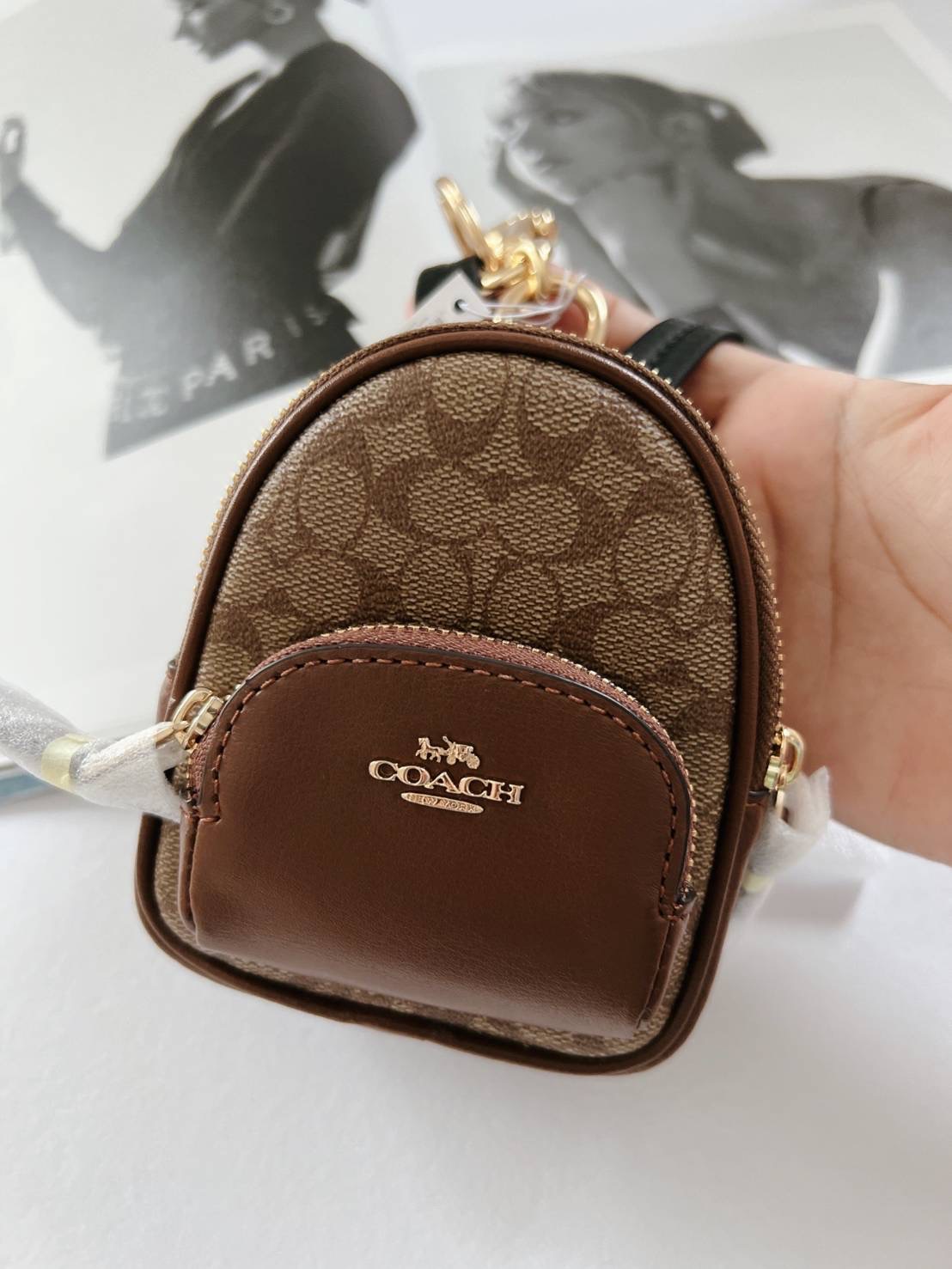 New Mini Court Backpack Bag Charm In Signature Canvas