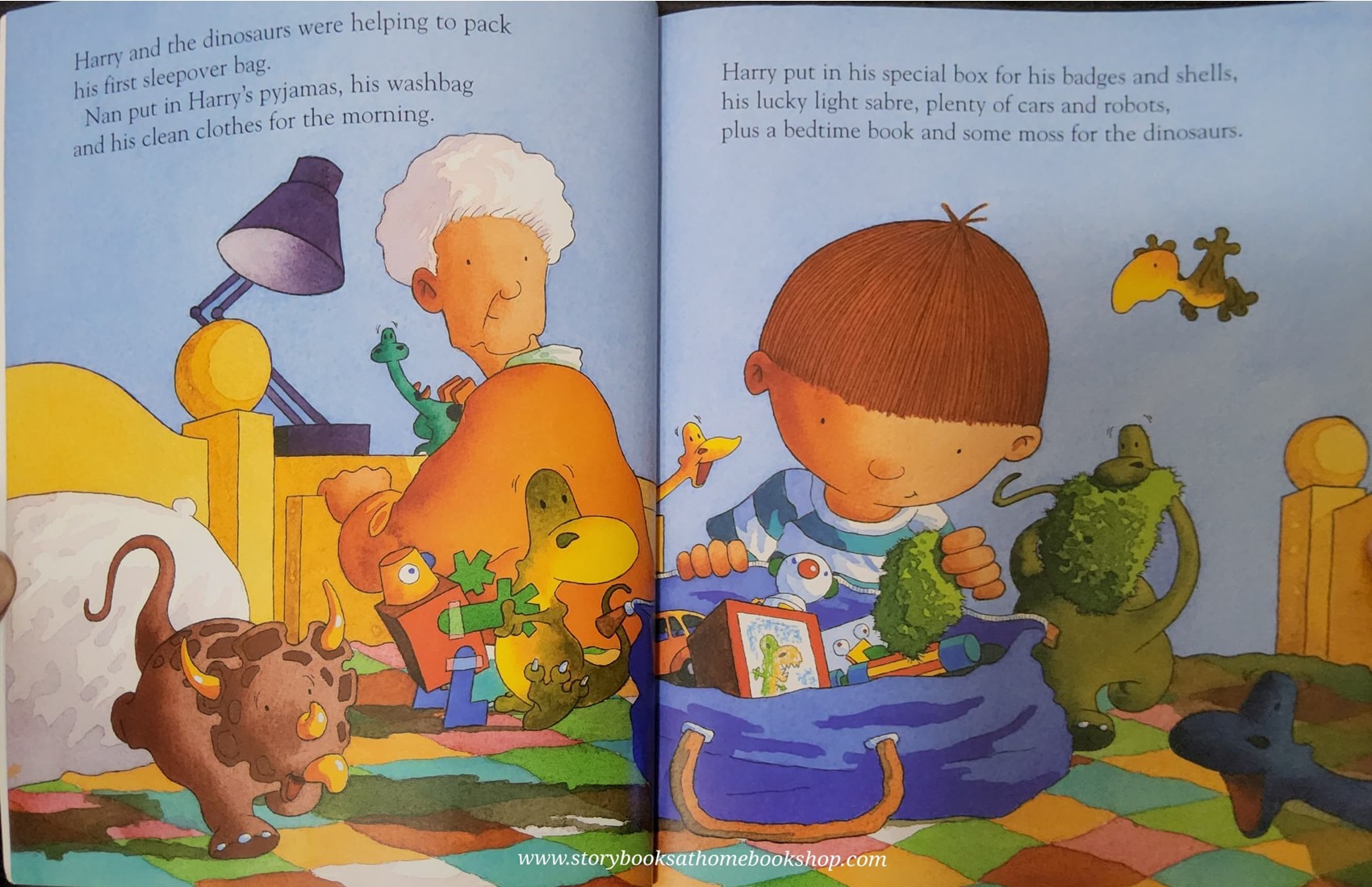 หนังสือนิทานปกอ่อน** 🍓🍓 HARRY AND THE DONOSAURS FIRST SLEEPOVER BY IAN WHYBROW.ADRIAN RAYNOLDS