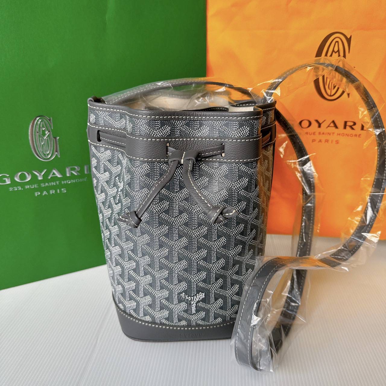New Goyard Le Sac Petit Flot Bucket Bag PM สีเทา Fullset + Rec.04/24