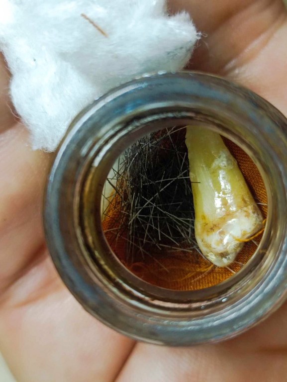 พระทันตธาตุ ครูบาข่าย วัดหมูเปิ้ง หมู่บ้านเหมืองจี้ อ.เมือง จ.ลำพูน ได้มาจากลุงเล็ก เหมืองจี้ อายุ 72 ปี (บันทึก พ.ศ.2567) ท่านเป็นศิษย์ครูบาข่าย และดูแลครูบาข่าย ลุงเล็ก เสียชีวิตเมื่อเดือนตุลาคม 2566