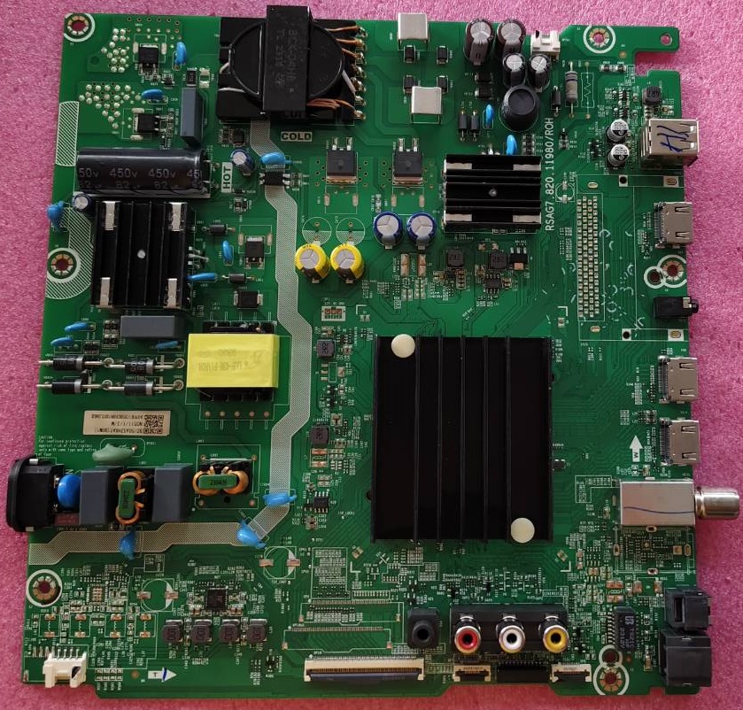 เมนบอร์ดทีวี ไฮเซน Hisense ของแท้มือสองถอดจากเครื่อง รุ่น50A6500K พาสบอร์ด RSAG7.820.11980/ROH