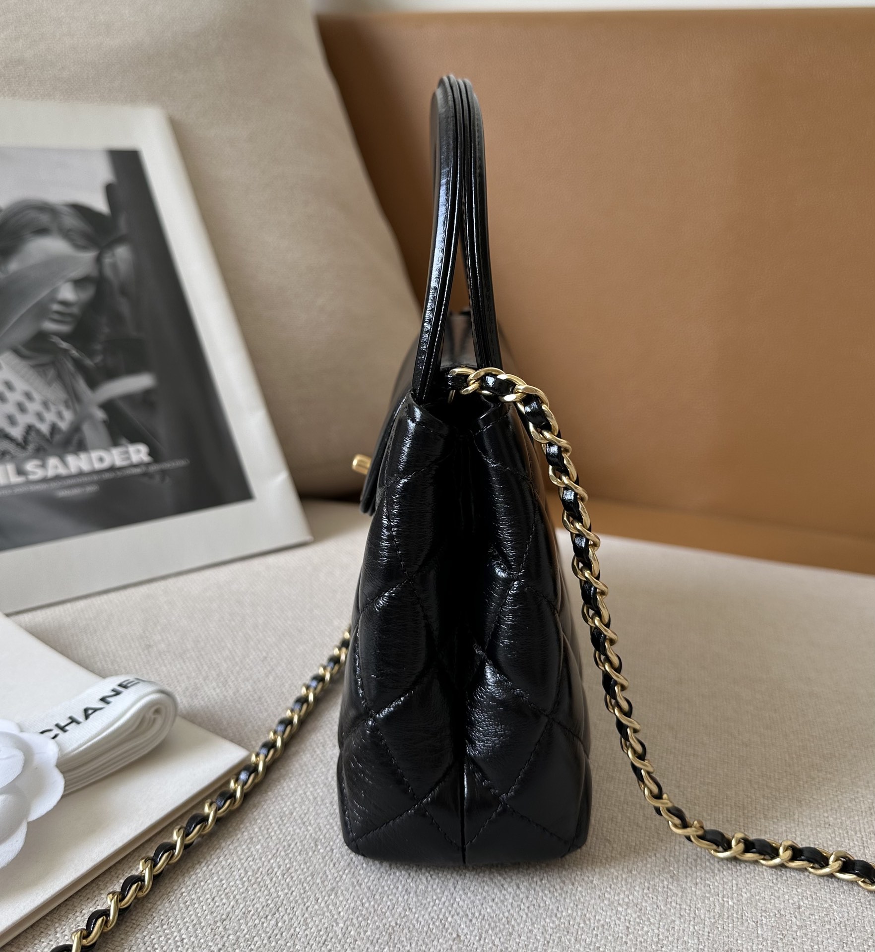 [Pre-order] Chanel Kelly Mini Shopping Bag Mini 23K Shiny Aged Calfskin Black งาน VIP คุณภาพที่ดีที่สุด