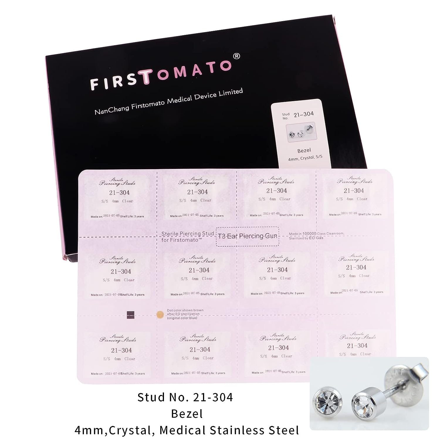 Model T ต่างหูเจาะราคาย่อมเยา ก้านจะหนา1 mm แป้นผีเสื้อ