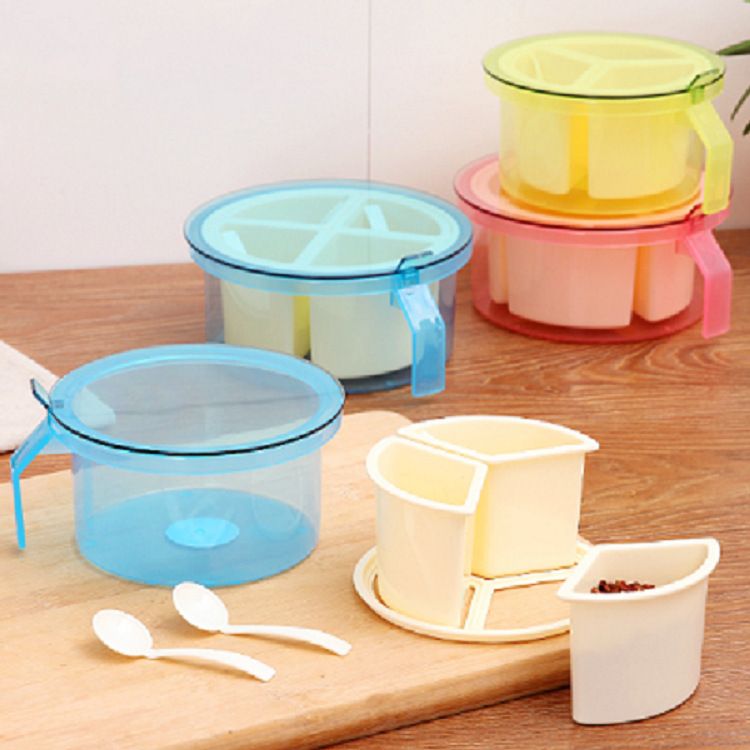 Storage Organizer กล่องเครื่องปรุงพลาสติก อเนกประสงค์ 4 ช่อง 14x15x9 cm