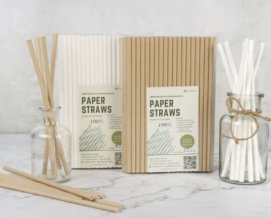 หลอดกระดาษสีน้ำตาลขนิดหุ้ม 6x240 มม. Paper Straw 6x240 mm