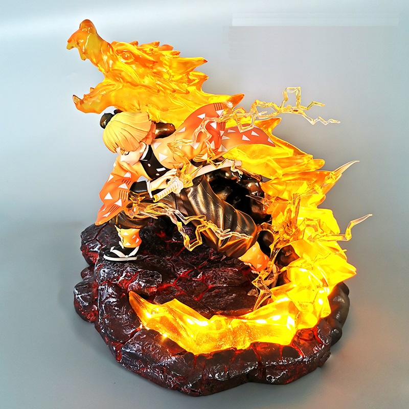 อากาสึมะ เซ็นนิตสึ โมเดล งานเรซิ่น ฐานเอฟเฟค(มีไฟ) ดาบพิฆาตอสูร GK Resin Model Demon Slayer Agatsuma Zen'itsu Light Base