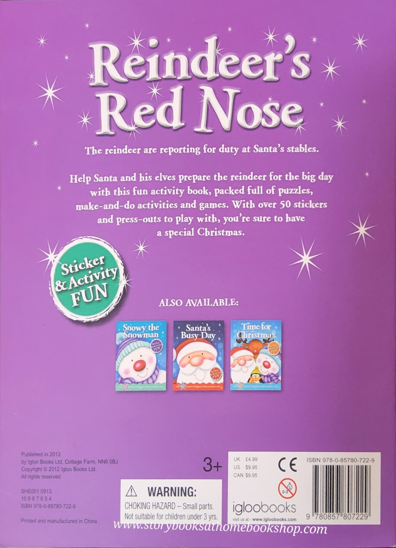 Activities Book** 🍓🍓 REINDEER'S RED NOSE WITH STICKER&ACTIVITY FUN