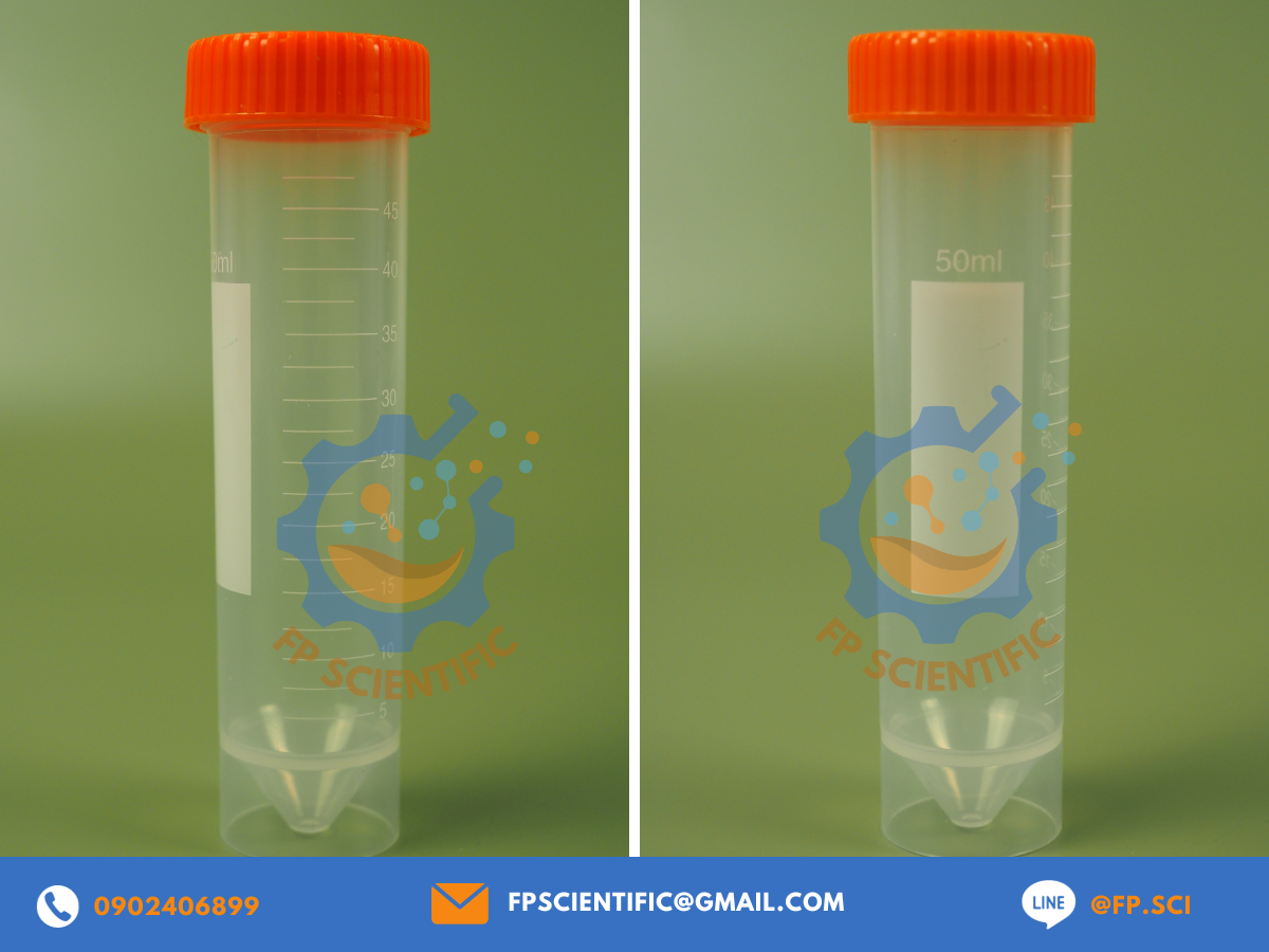 หลอดเซนติฟิว Centrifuge tube ขนาด 50ml ก้นตั้ง (บรรจุ 25pc/pk)