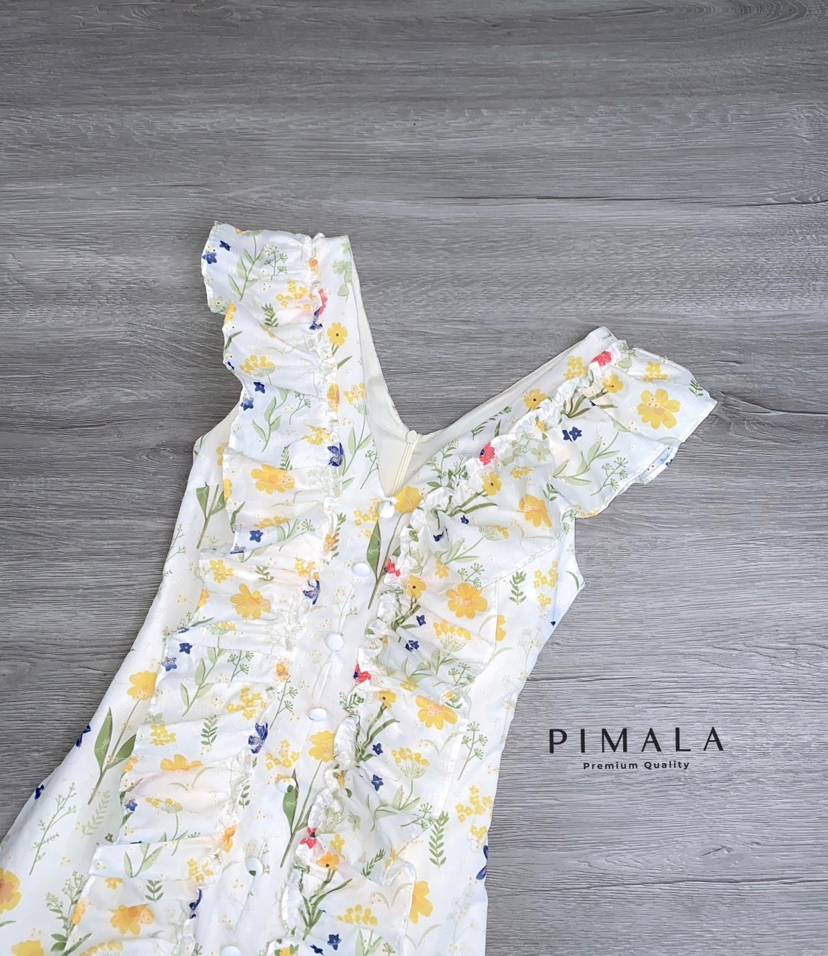 เดรสงานปักลายดอกไม้สีสวยระบายหน้า