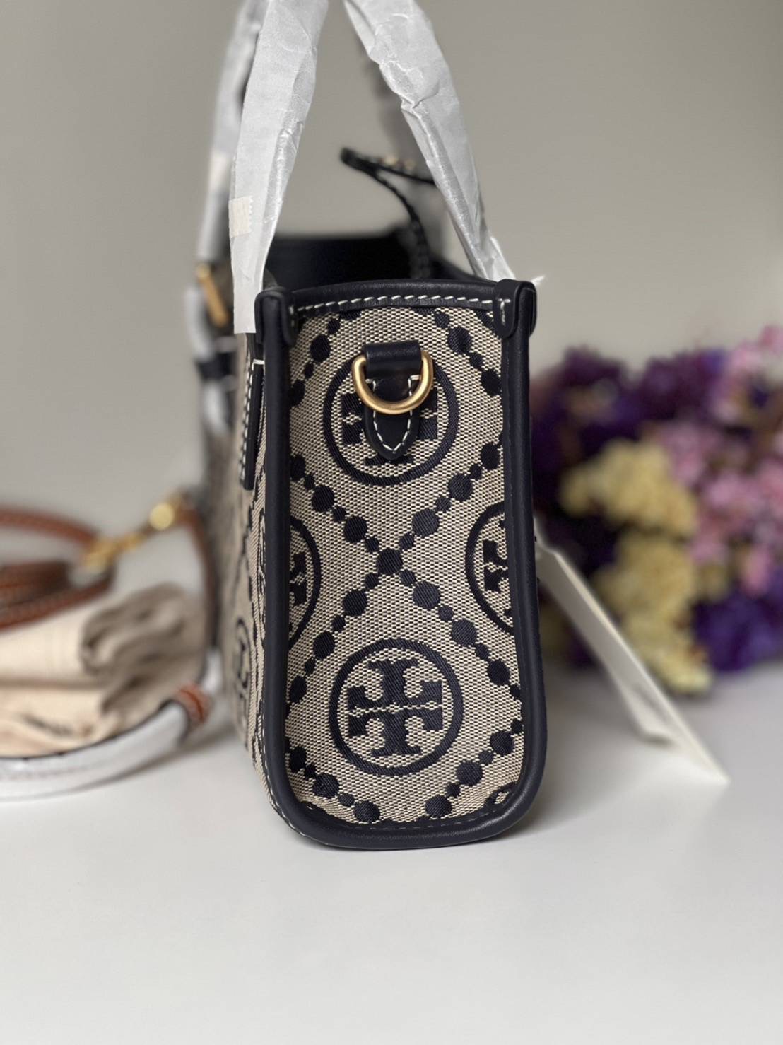 New Tory Burch Mini T Monogram Square Tote Sz. 7.5” (L) x 6” (H) x 2” (D)