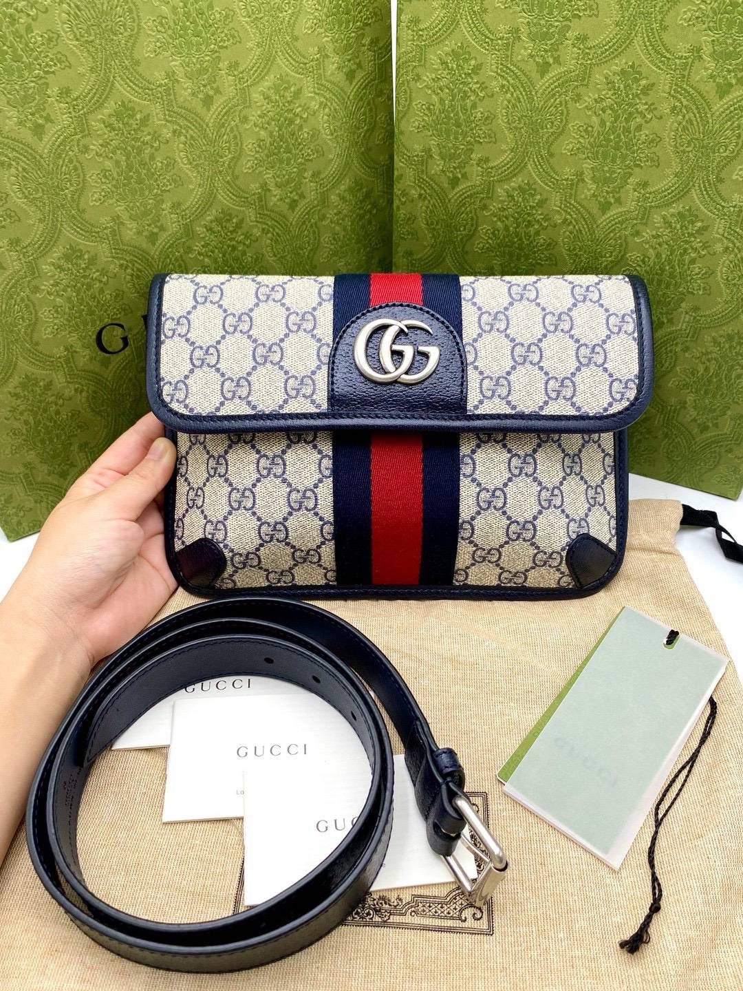 โปร New Gucci belt bag ขนาดกระเป๋า : 24x16 ซม. สาย Size 90 : เอว 32-38 ใส่ได้