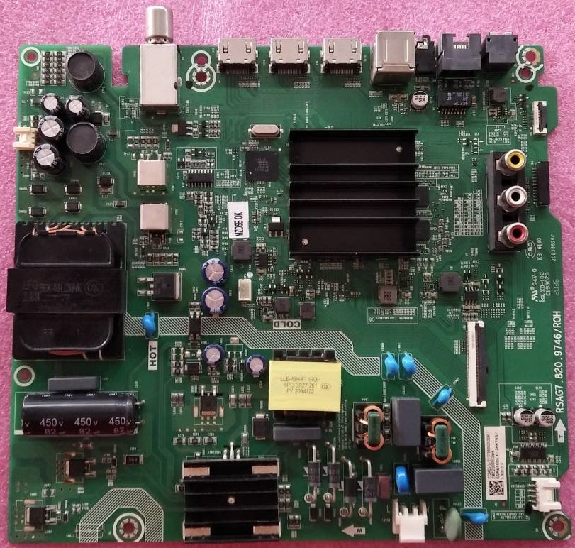 วันบอร์ดทีวีไฮเซน HISENSE ของแท้มือสองถอดจากเครื่อง รุ่น 50A7100F 50E6F พาร์ทRSAG7.820.9746/ROH ทีบาร์ CV500U2-T01 เวอร์ชั่น T-CON CV500U2-T01-CB-1