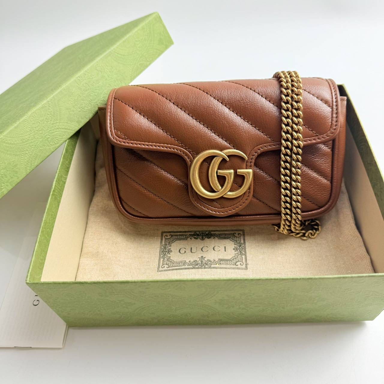 New Gucci marmont supermini 🤎สะพายได้ 4 แบบ 🍋 สีน้ำตาล สวย หายาก สุดๆค่า