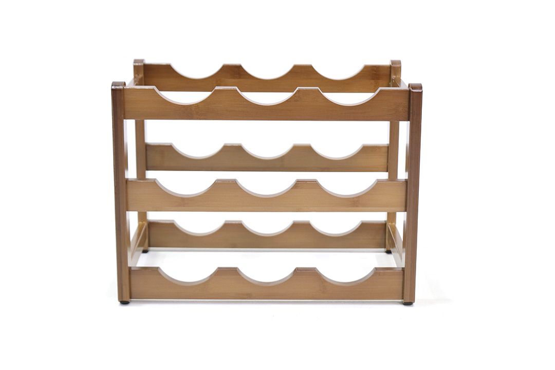 Bamboo Wine Rack ชั้นวางขวดไวน์ไม้ไผ่ 3 ชั้น วางได้ 9 ขวด 24x36x25 cm