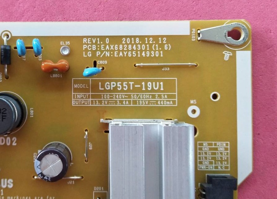 POWER SUPPLY LG (แอลจี) มือสองพร้อมใช้งาน พาร์ทEAY65149301 EAY65149308 EAX68284301 ใช้กับรุ่น 55UM7290 55UQ7500 และรุ่นอื่นที่พาร์ทเหมือนกัน