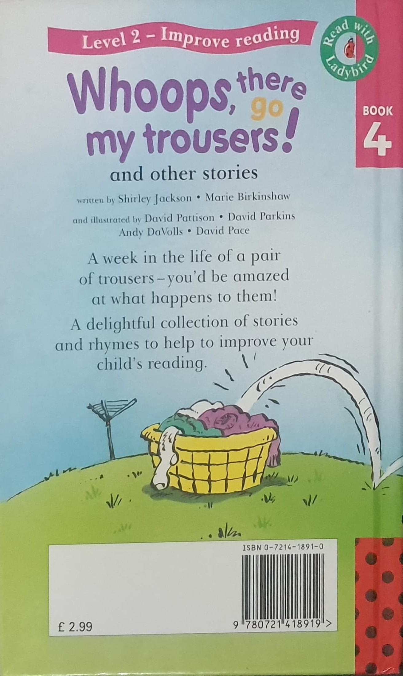 หนังสือนิทานปกแข็ง ** 🍅🍓READ WITH LADYBIRD:L2 BOOK 4 WHOOPS,THERE GO MY TROUSERS!