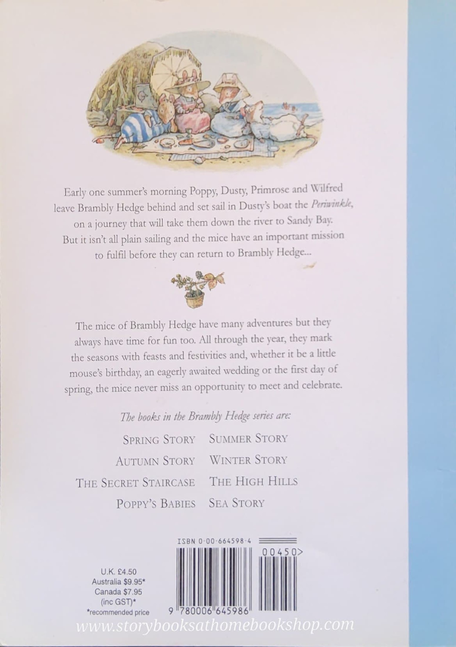 BRAMBLY HEDGE:SEA STORY PRIMROSE AND WILFRED SAIL TO SANDY BAY BY JILL BARKLEM