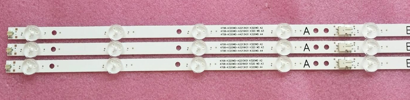 หลอดแบล็คไลท์ทีวี ฟิลลิปส์ PHILIPS ของใหม่โรงงาน ใช้กับรุ่น32PHA4100S/67 32PHT5210S/98 32PHT5200S/67 ใช้กับยี่ห้อPROVISION LT-32U5 ด้วย.และรุ่นอื่นๆ 1ชุด3แถว6ชิ้น แบบต่อ 1แถว2ชิ้น