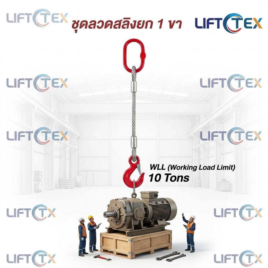 ลวดสลิง 1 ขา Wire Rope Sling 1 Leg สำหรับงานยกเครื่องจักร LIFTTEX