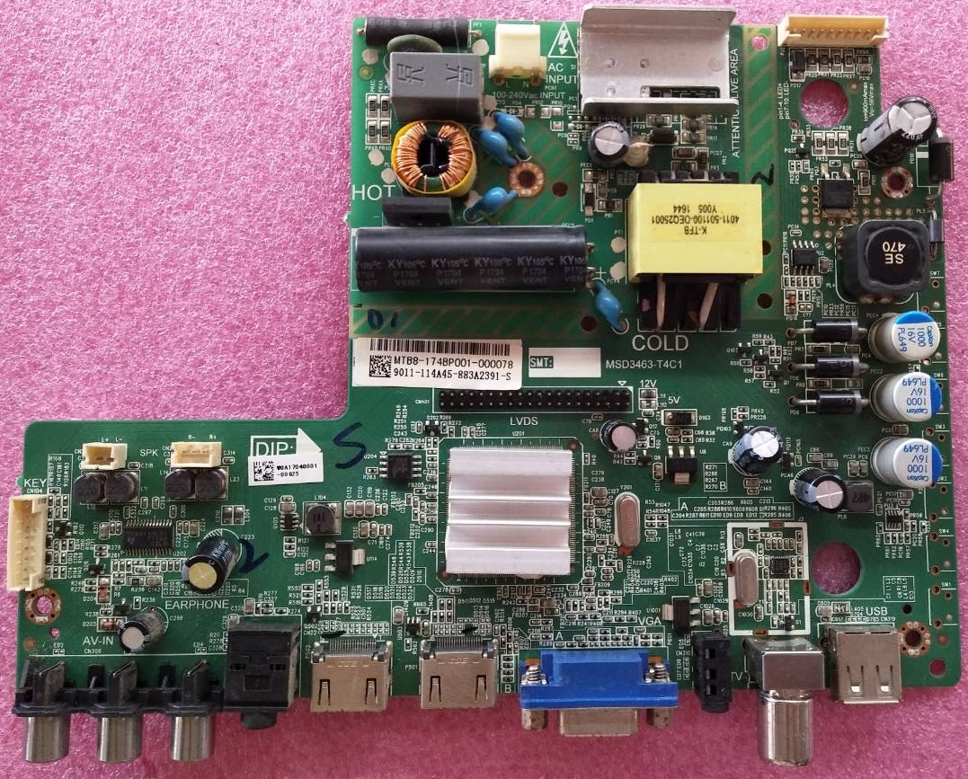 วันบอร์ดทีวี ฟิลลิปส์ PHILIPS ของแท้ถอดจากเครื่อง ใช้กับรุ่น 32PHT5200S/67 พาร์ท MSD3463-T4C1 ทีคอน 6870C-0442B เวอร์ชั่นเบอร์จอLC320DXY(SJ)(A7)